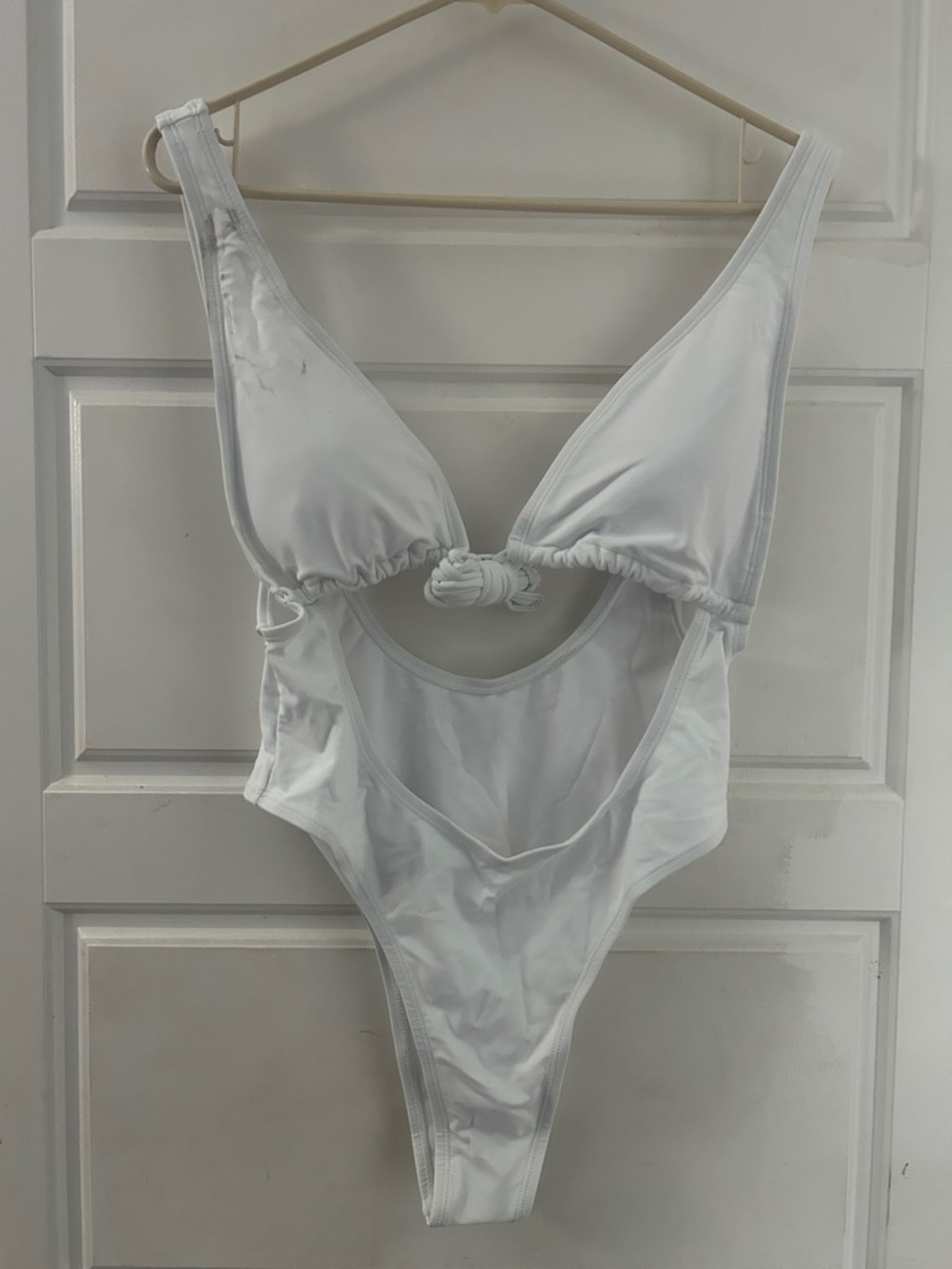 White One-Piece Knot-Front Swimsuit